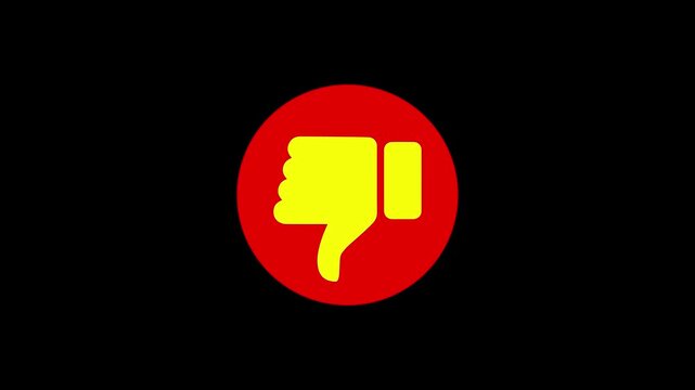Dislike icon animation. Hand thumb down icon motion icon motion graphics. Social media dislike video. showing social media disapproval 4k video.