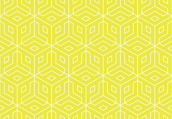 The geometric pattern with lines. Seamless vector background. White and yellow texture. Graphic modern pattern. Simple lattice graphic design