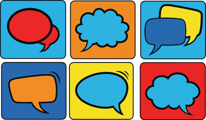Colorful Cartoon Speech Bubbles Collection for Communication and Conversation in Design