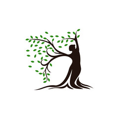 Mother Nature Woman Tree Silhouette Logo
