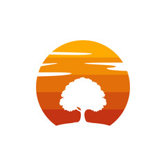 Tree Silhouette at Sunset Circle Logo