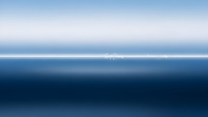 A serene ocean landscape with a bright blue sky and a calm body of water