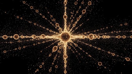 A vibrant and dynamic abstract image of a glowing golden starburst on a dark background