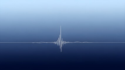 A sound wave graphic displayed on a gradient blue background