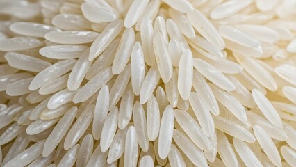 A close-up view of a pile of uncooked white rice grains
