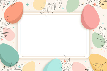 Easter frame of painted eggs, frame with space for text. Easter vector illustration. Clipart for the Easter holiday, seasonal card, banner, poster, element, background.