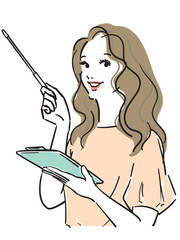 ロングヘアの美しい女性上半身