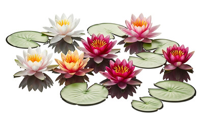 Beautiful water lilies floating on the water surface