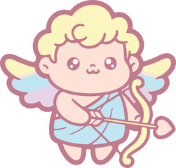 kawaii cute character cupid with love arrow
