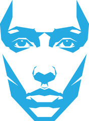 Obraz premium Blue stylized cat face with sharp and pointed ears