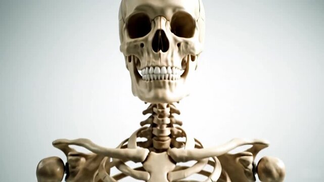 Human Skeletal System: An educational medical visual of the human skeletal system, showcasing the intricate structure of bones and joints, vital for understanding anatomy and physiology.