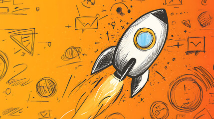 Business and sales-themed background with icons like shopping carts, money, stores, and packages. Ideal for wallpaper, presentations, marketing, and e-commerce designs.