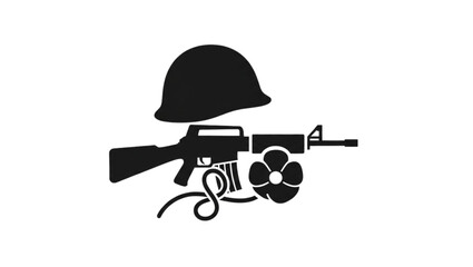 Memorial day , black vector icon style, simple shape, clean cut, white background
