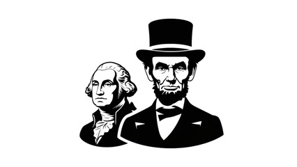 Presidents' Day , black vector icon style, simple shape, clean cut, white background, no shadow, no text, no gradient, high contrast, minimal design.