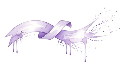 Purple paint splash ribbon with white background