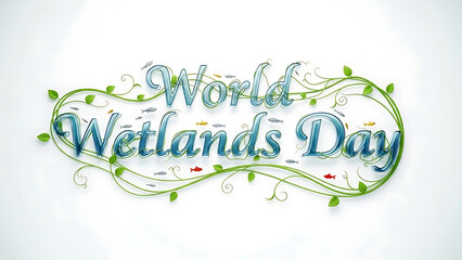 World wetlands day celebration with fishes and leaves