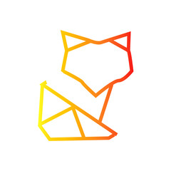 origami fox paper vector illustration gradient icon