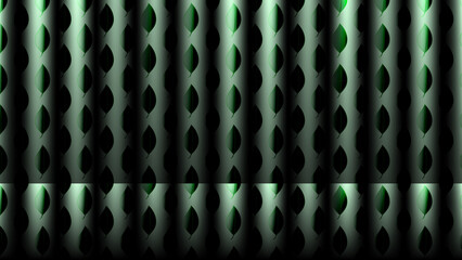 Seamless abstract green metal background with a geometric grid pattern and 3d vector texture for a modern art wallpaper design