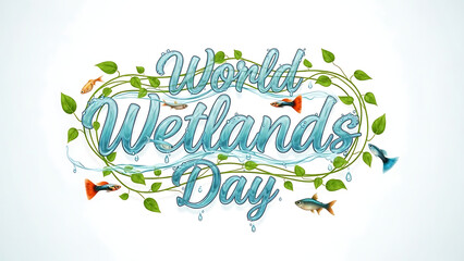 Celebrating world wetlands day with vibrant fishes and leaves