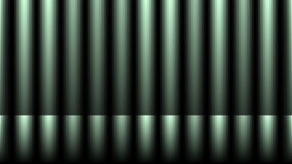 An abstract black and white background features a textured striped pattern of light lines and dark fabric folds to create a stylish vector illustration backdrop for a theater stage
