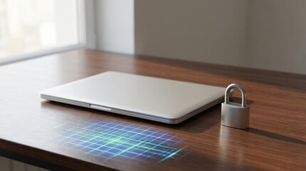 Cyber security data protection laptop privacy concept padlock