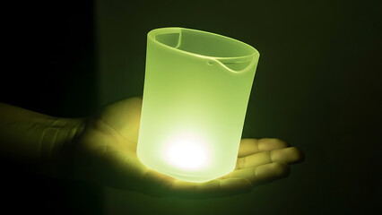 Luminescent cup in hand