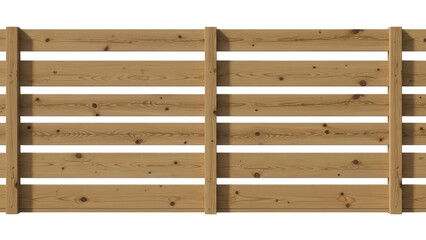 Isolated wooden privacy fence panel featuring horizontal planks; modern, minimalist design