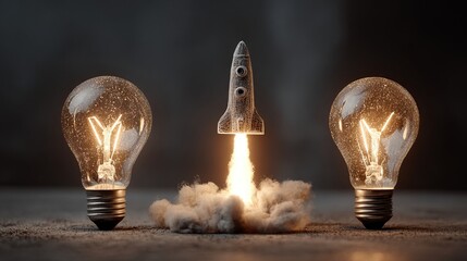 Innovative business ideas launching into success with creative thinking