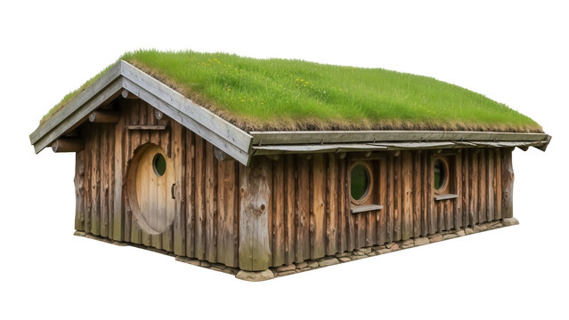 Isolated Hobbit Cabin in Forest &ndash; Woodland Dwelling, Green Roof, Natural Wood Structure