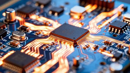 Closeup of a circuit board with electronic components - Powered by Adobe