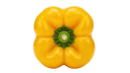 Isolated yellow bell pepper with green stem, a fresh vegetable, vibrant and nutritious
