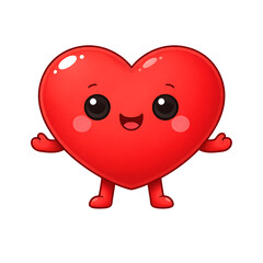 Fototapeta premium Cute and cheerful red heart character with a smiling face and open arms