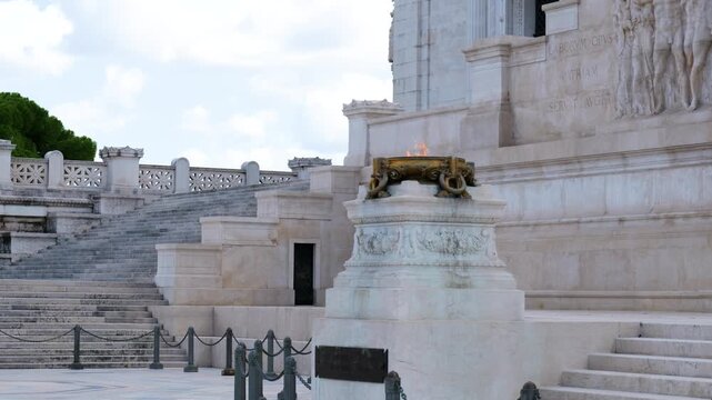 fire pillar notable feature victor emmanuel ii monument rome symbolizing eternal flame national pride monumental symbol historic landmark cultural heritage urban architectural grandeur 