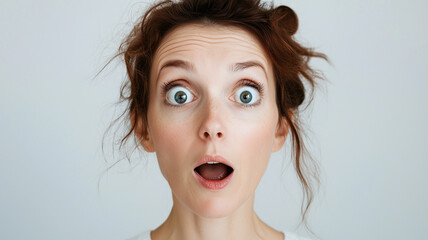 Young woman with black hair looking shocked.