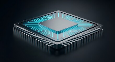 Modern CPU Chip - High-Tech Processor with Integrated Circuitry.