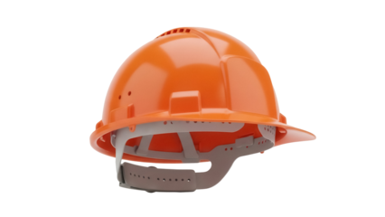 Isolated orange construction worker hard hat, protection equipment, safety for workers