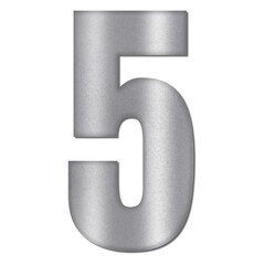 Shiny Silver Number Five Typography Illustration with Shadow Effect, Isolated on Transparent Background &ndash; Luxury Numeric Symbol Design