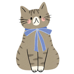 Illustration of Cat with Blue Bow Tie