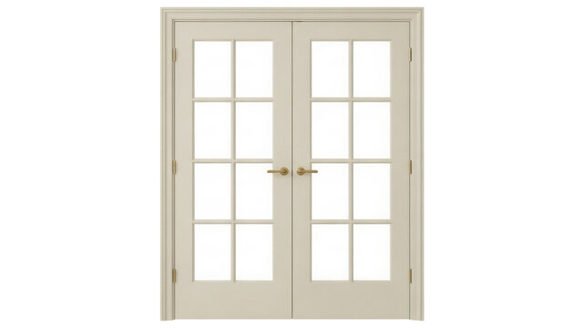 Isolated double glass doors, interior design element for home or office remodeling project
