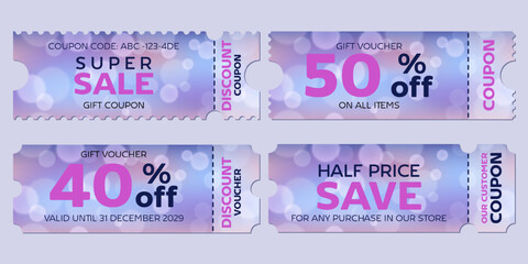 A set of 4 bokeh coupons