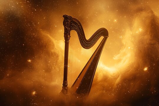 Golden harp cosmic fantasy high resolution picture
