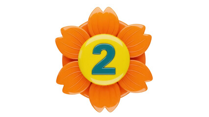 Isolated 2-Number Flower Shape, Education Tool for Numeracy Skill Development Learning