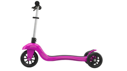 Isolated Pink Child's Scooter with Adjustable Handlebar for Riding Toy Fun and Travel