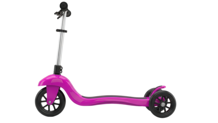 Isolated Pink Child's Scooter with Adjustable Handlebar for Riding Toy Fun and Travel