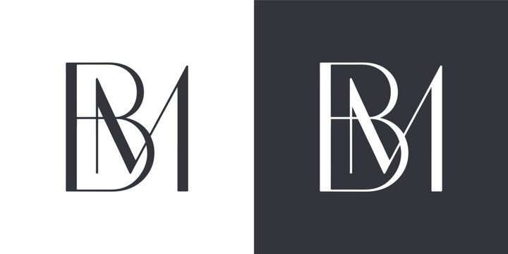 BM Letter Minimalist Logo Design Vector , Initial Logo Vector