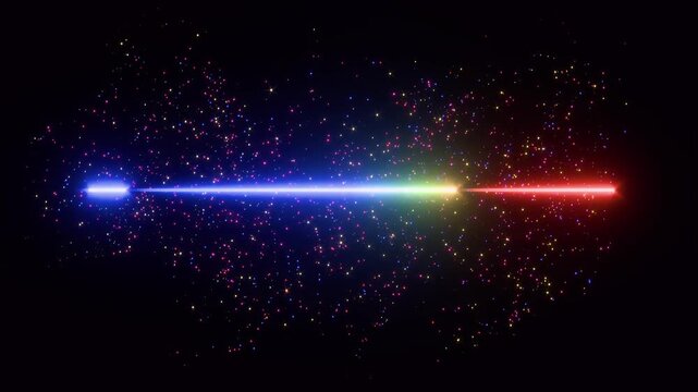 Glowing Neon Energy Beam with Floating Particles, Futuristic Laser Line Overlay