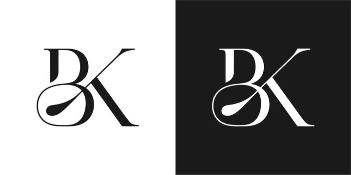 BK Letter Minimalist Logo Design Vector , Initial Logo Vector for Brand Company