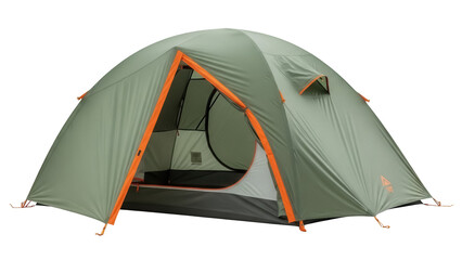 Isolated Olive Green Camping Tent on Background for Outdoor Summer Adventures Shelter