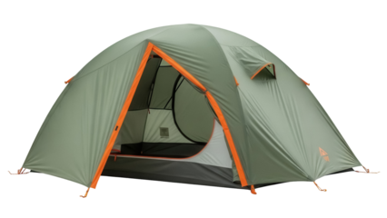 Isolated Olive Green Camping Tent on Background for Outdoor Summer Adventures Shelter