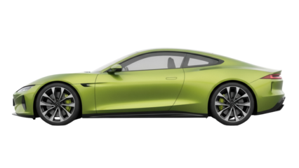 Isolated Green Car Exterior View, Automotive Design and Innovation, Modern Style Vehicle